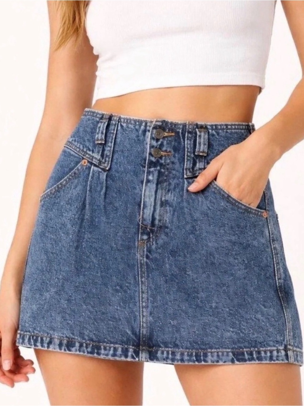 Abercrombie & Fitch Acid Wash 90's Style Denim Natural Rise Mini Skirt Size 25/0